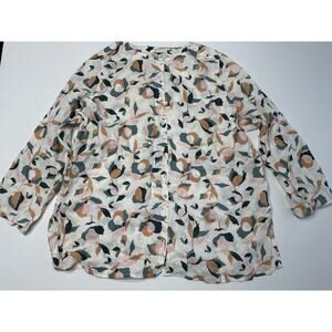 Rachel Zoe 100% Linen Floral Tunic Top Size 2X XXL NEW NWT